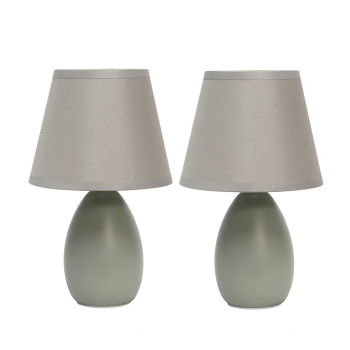 Ensemble de 2 mini lampes de table de Simple Designs en céramique en forme d’œuf - gris