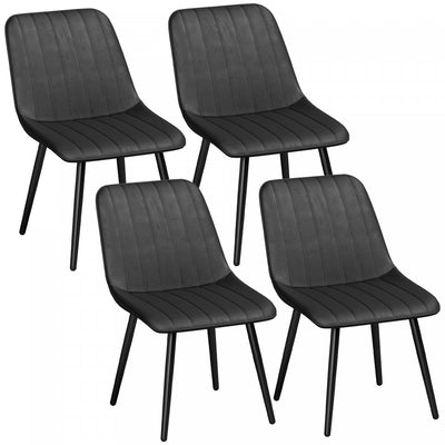 HOMCOM Dining Chairs Set of 4, Modern Faux Leather Kitchen Chairs, Black