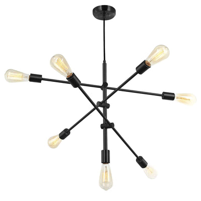 Dainolite Alexa 7 Light Adjustable Pendant Matte Black Finish Lamp|Luminaire suspendu réglable Alexa de Dainolite avec fini noir mat et 7 ampoules