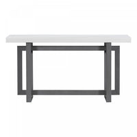 Table d'entree peinte Ethan 59,1'' avec design rectangulaire triple et pieds en bois de pin, blanche