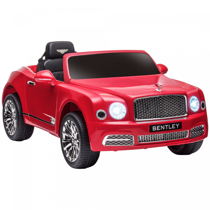 Aosom 12v Bentley Mulsanne Licence Voiture Electrique Avec Controle Parentale, Voiture Alimentee Par Batterie Avec Des Lumieres Led, Mp3, Klaxon, Musique, 2 Moteurs, Pour Les 37-72 Mois, Rouge
