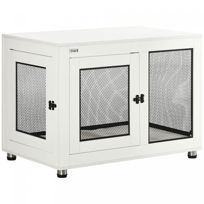 Pawhut Pet Crate End Table With Water-resistant Cushion, Double-door Dog Crate Furniture For Large M|Pawhut Table D'appoint Pour Animal Domestique Avec Coussin Resistant A L'eau, Meubles De Cage Pour C