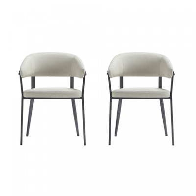 Belle Modern Metal Upholstered Dining Chair in Oatmeal - Set of 2 | Chaise de salle a manger moderne en metal et tissu Belle, couleur flocon d’avoine - Lot de 2