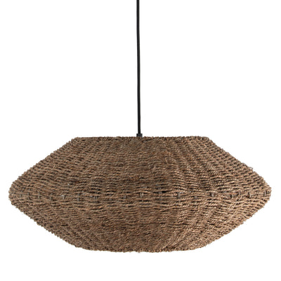 Dainolite Pourel 3 Light Pendant Small Matte Black Finish Natural Shade Lamp|Petit luminaire suspendu Pourel de Dainolite avec abat-jour naturel, fini noir mat et 3 ampoules