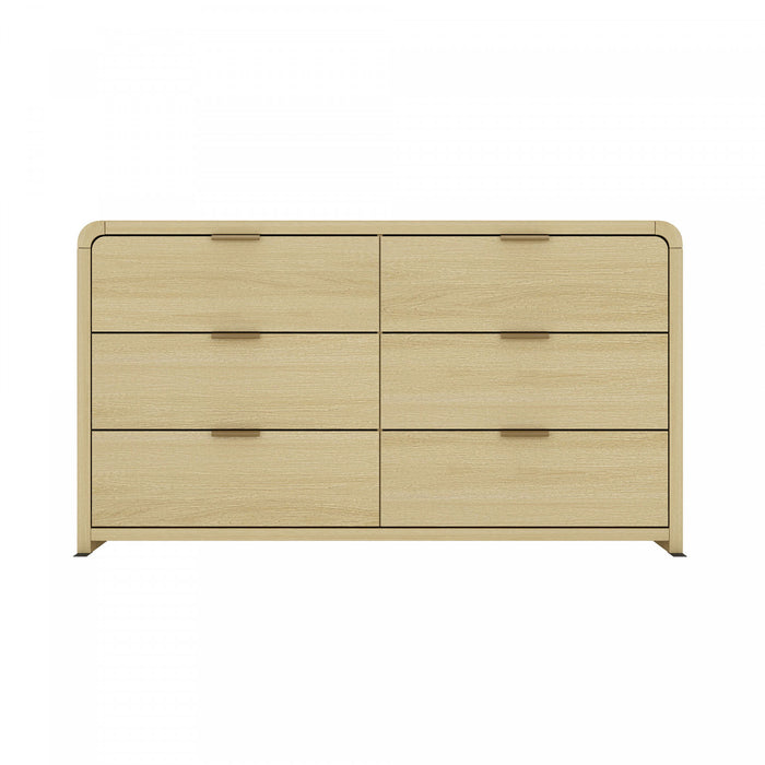 Commode moderne Grace 60\" en chene naturel (6 tiroirs)