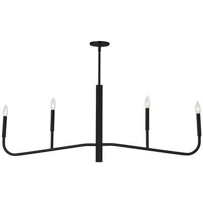 Dainolite Eleanor 4 Light Horizontal Chandelier Matte Black Lamp|Lustre horizontal Eleanor de Dainolite avec fini noir mat et 4 ampoules
