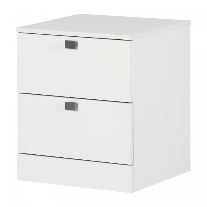  Table de nuit Spark à 2 tiroirs - blanc solide