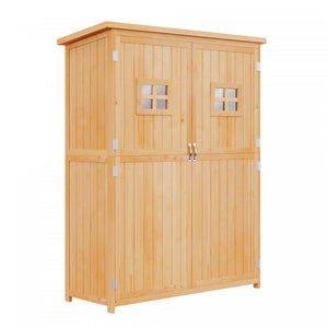 Outsunny 4'x1.5' Armoire A Outils En Bois Pour Abri De Jardin Fenetres