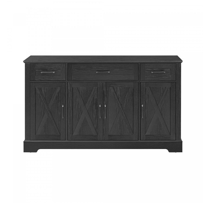 Buffet De Rangement Ajustable Ryan 55\" Avec Etageres A Portes Et Station Café - Noir