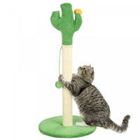 Pawhut Arbre A Chat En Forme De Cactus Pour Chat D'interieur, Griffoir En Sisal Avec Boule Suspendue