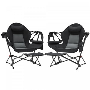 Outsunny Ensemble De 2 Chaises De Camping Hamac Avec Dossier Reglable