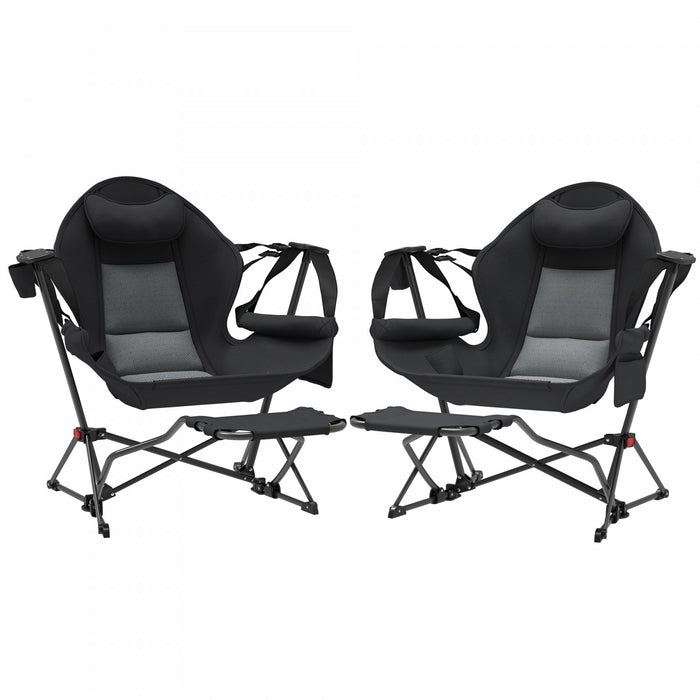 Outsunny Ensemble De 2 Chaises De Camping Hamac Avec Dossier Reglable