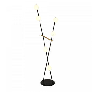Lampadaire Sur Pied Cortina A 6 lampes, Noir, Laiton Brosse
