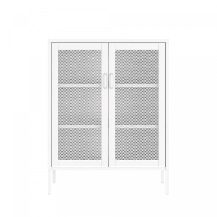 Armoire d’appoint moderne Amelia 32\" en metal blanc