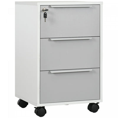 Homcom Lockable Filing Cabinet With 3 Drawers|Homcom Classeur Verrouillable A 3 Tiroirs