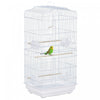 Pawhut 36\" Cage A Oiseaux Ara Maison De Jeu Cacatoes Perroquet Cage De Vol 2 Portes Perchoir 4 Mangeoire Fournitures Pour Animaux Blanc