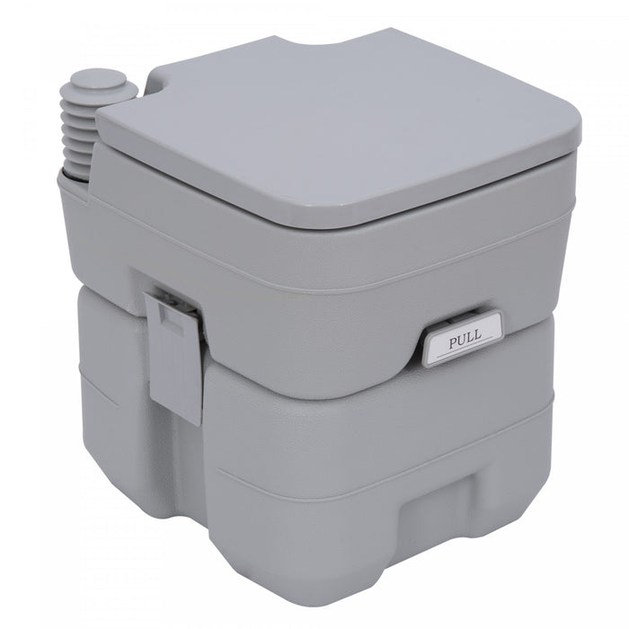 Outsunny Toilettes Portatives, Toilettes De Voyage Avec Couvercle, Gris