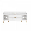 Meuble TV moderne Dumbo 160 cm a rainures, blanc