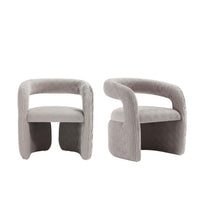  Fauteuil lounge Corvette style milieu du siecle en velours coloris colombe - Lot de 2