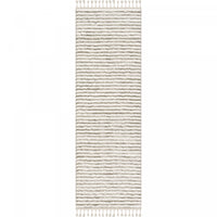 Carpette à poil long Quinto beige à motif de vagues - 2 pi 7 po x 8 pi