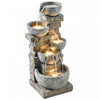 Outsunny Fontaine d'Exterieur a 5 Niveaux avec Lumieres LED pour Jardin, Gris