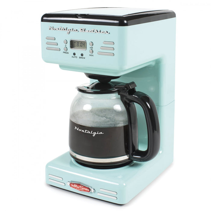 Cafetière programmable rétro de Nostalgia de 12 tasses, turquoise - RCOF12AQ