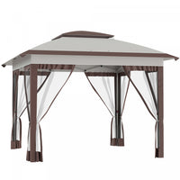 Outsunny Tente Instantanee Pliable Avec Parois Laterales En Maille, Hauteur Reglable A 3 Niveaux Et