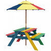 Outsunny Ensemble De Table De Pique-nique Pour Enfants Avec Parasol Amovible, Table Et Chaises D'exterieur En Bois Pour Enfants Pour Jardin, Garcons Et Filles De 3 A 6 Ans, Multicolore