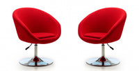 Fauteuil lounge pivotant moderne Hopper en tissu rouge - Lot de 2