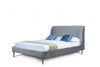 Lit Queen Heather style milieu du siecle moderne, rembourre en velours gris et or