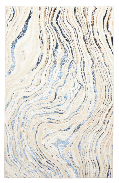 Tapis Contemporain/Moderne Clara 5'0\" x 8'0\" en Bleu