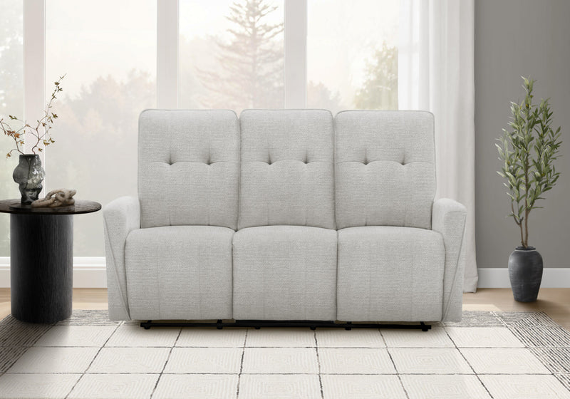 Petit Sofa 3 Places Inclinable Electrique, 70\"L, Port Usb Inclus, Tissu Gris Clair