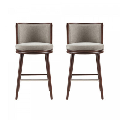 Evalyn Modern Wood Upholstered Barstool in Dove - Set of 2 | Tabouret de bar moderne en bois et tissu Evalyn, coloris colombe - Lot de 2