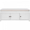 Banc De Rangement Olivia En Pin Avec Meuble A Chaussures 3 Portes Et Compartiment Cache, Blanc