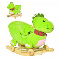 Qaba Bebe Cheval A Bascule Enfants Interactive 2-in-1 Poussette A Chevaucher Dinosaure A Bascule Ave
