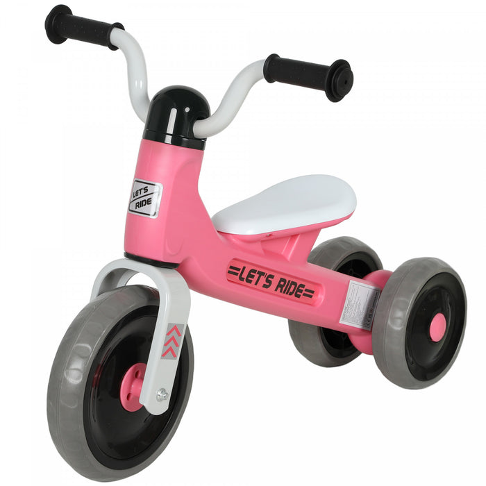 Draisienne Qaba pour bebes de 12 a 36 mois, draisienne sans pedales, 3 roues silencieuses, direction limitee et securisee, cadeau de premier anniversaire, rose