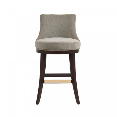Lucia Modern Wood Upholstered Chenille Barstool in Taupe Bar Stool | Tabouret de bar moderne en bois Lucia, rembourre en chenille taupe