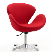 Chaise pivotante réglable Raspberry de Manhattan Comfort en chrome poli et en mélange de laine - rouge