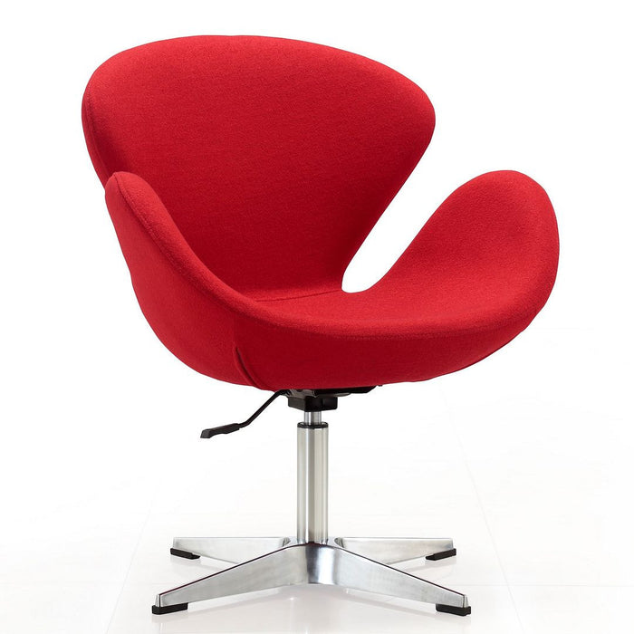 Chaise pivotante réglable Raspberry de Manhattan Comfort en chrome poli et en mélange de laine - rouge 