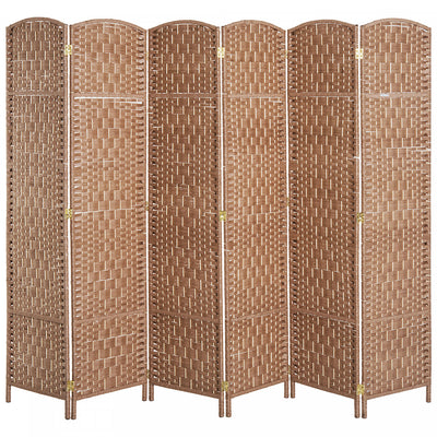 Homcom Double Hinged Woven Wicker Room Divider And Privacy Screens|Homcom Separateur De Piece En Osier Tisse A Double Charniere