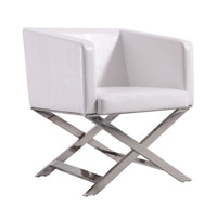 Fauteuil d’appoint de détente Hollywood de Manhattan Comfort en chrome poli et en similicuir - blanc