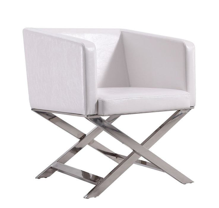 Fauteuil d’appoint de détente Hollywood de Manhattan Comfort en chrome poli et en similicuir - blanc
