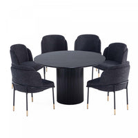  Ensemble de salle a manger moderne industriel chic Flor et Hathaway 7 pieces en noir
