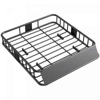 HOMCOM Universal Roof Rack Basket Tray, 200lbs Steel Roof Rack Cargo Carrier with Wind Fairing, Side Rails for SUVs, Pickups, Sedans, Off-Road Vehicles, 43.5" x 39.2" x 7.3", Black