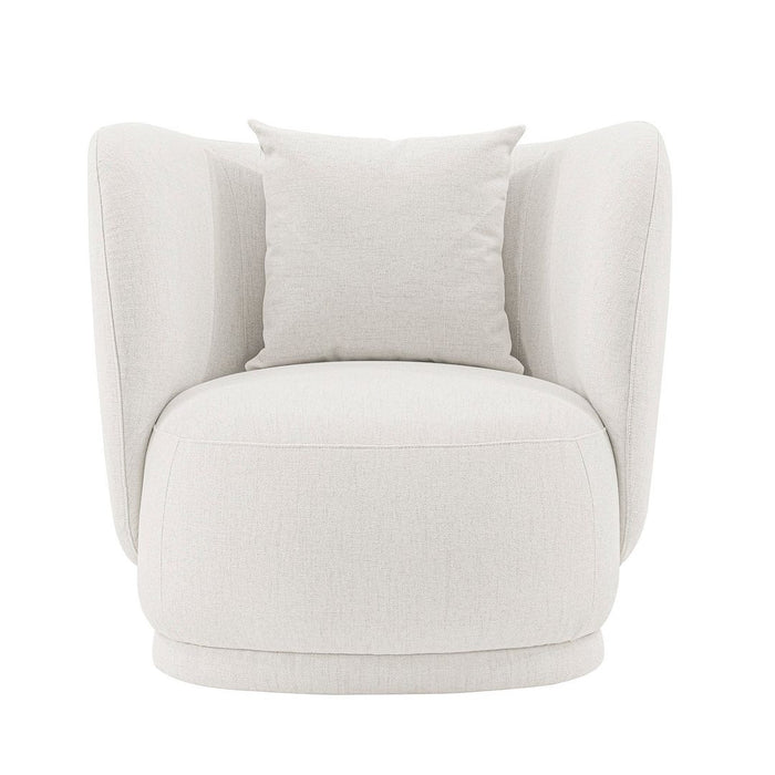Fauteuil d’appoint contemporain Siri de Manhattan Comfort en lin tissé avec coussins - crème