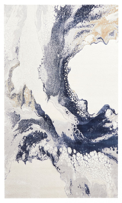 Tapis Contemporain/Moderne Bloom 5'0\" x 8'0\" en Bleu