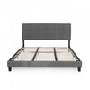 Lucia Cadre De Lit Plateforme Capitonne Avec Couture Waffle, Taille King, Gris Charbon