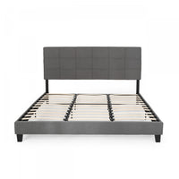  Lucia Cadre De Lit Plateforme Capitonne Avec Couture Waffle, Taille King, Gris Charbon