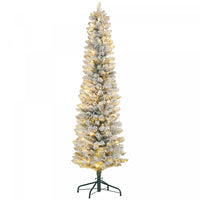 Homcom Arbre De Noel Artificiel Floque Enneige De 7 Pieds Avec Lumieres
