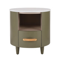La table de nuit moderne Olivia au design incurve avec tiroir de rangement, couleur verte